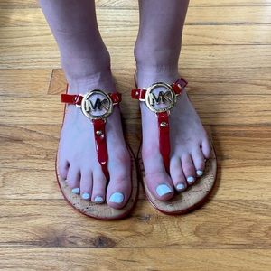 Michael Kors red and gold, flip-flops size 8